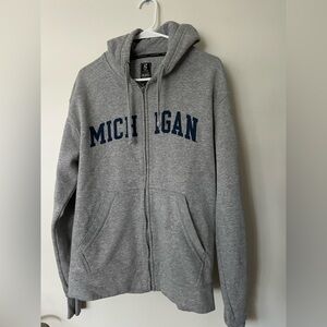 Gray Michigan Zip-Up Hoodie with pockets Size Large